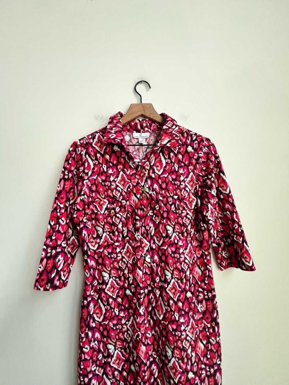 Jude Connally Sloane Pink Ikat Collared Shirt Dress Small Button Down Jude Cloth - Picture 3 of 12